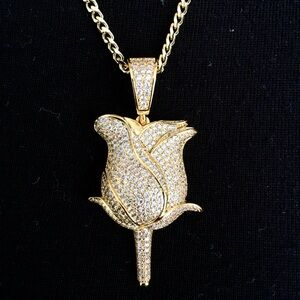 EXCLUSIVE ROSE FULL LAB DIAMONDS 18K GOLD CHAIN MADE IN ITALY *LIFETIME WARRANTY